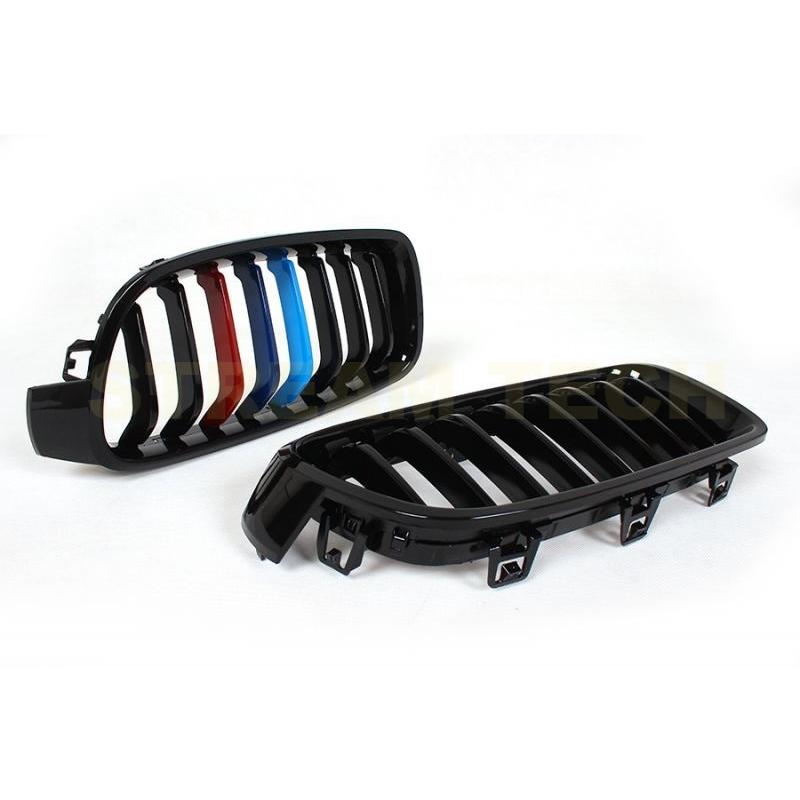 BMW F30 F31 3シリーズ用 Mカラー ストライプ ブラック キドニー