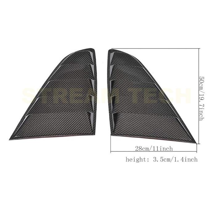 FORD フォード マスタング用 リアルカーボン リアサイドウィンドウカバー サイドダクトグリルカバー エアフェンダーベント カーボンガーニッシュ 綾織 Mustang |  | 12