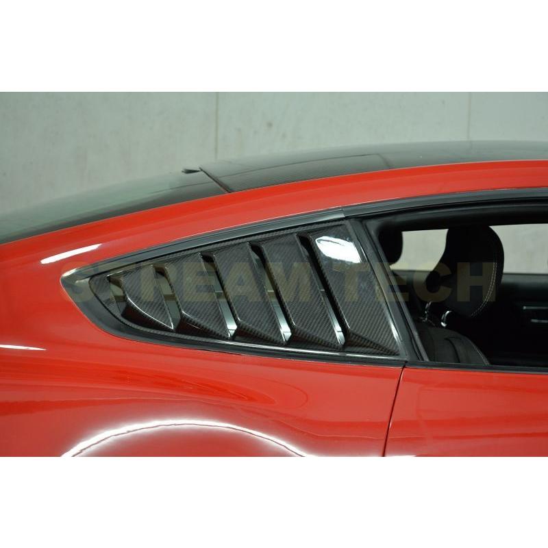 FORD フォード マスタング用 リアルカーボン リアサイドウィンドウカバー サイドダクトグリルカバー エアフェンダーベント カーボンガーニッシュ 綾織 Mustang |  | 01