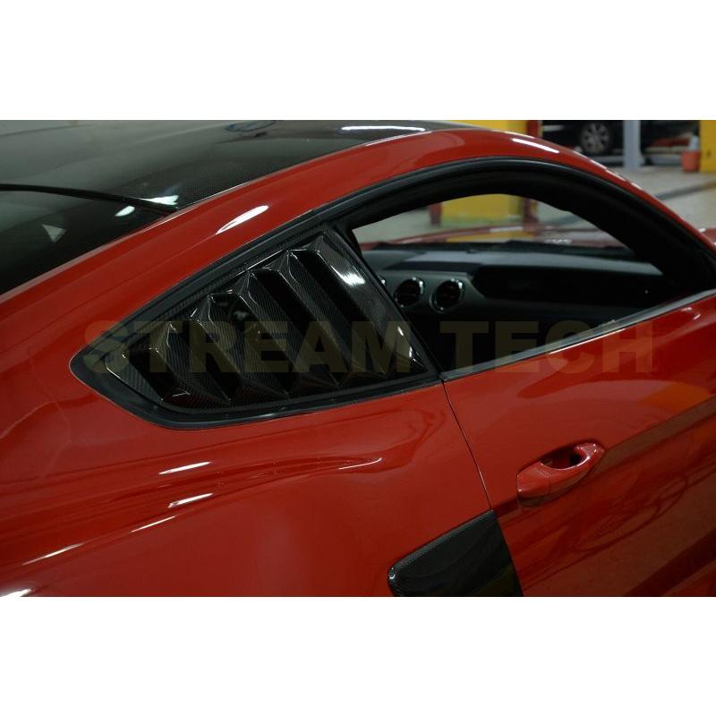 FORD フォード マスタング用 リアルカーボン リアサイドウィンドウカバー サイドダクトグリルカバー エアフェンダーベント カーボンガーニッシュ 綾織 Mustang |  | 03