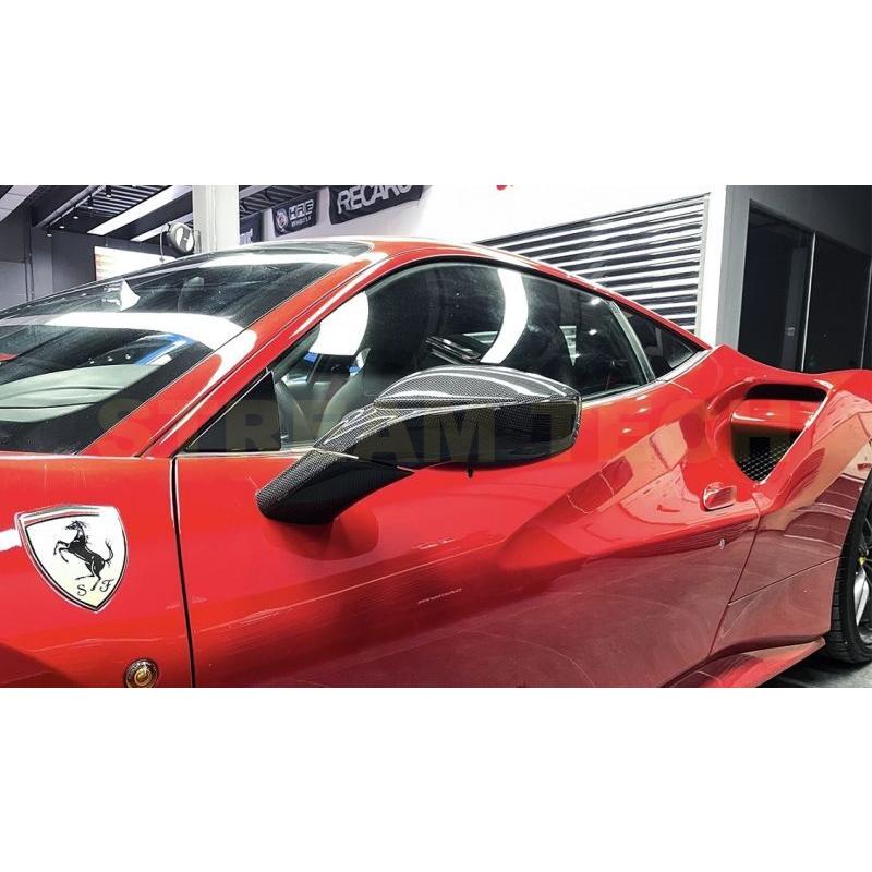 フェラーリミラーカバー(左側のみ) Ferrari フェラーリ 488 GTB用 ドライカーボン ミラーカバー 交換式