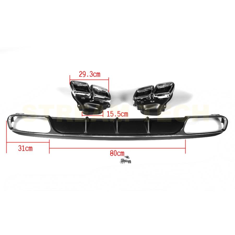 BENZ メルセデス ベンツ W212 Eクラス 後期用 E63 AMGルック リアディフューザー テールパイプ 2点セット アンダーディフューザー リアリップ テールエンド |  | 12