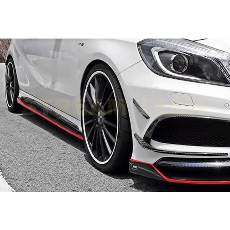 BENZ メルセデス ベンツ W176 Aクラス スポーツ A45 AMG用 レボスタイル カーボン サイドスカート サイドステップ サイドスポイラー サイドシル 綾織 A180 A250の画像