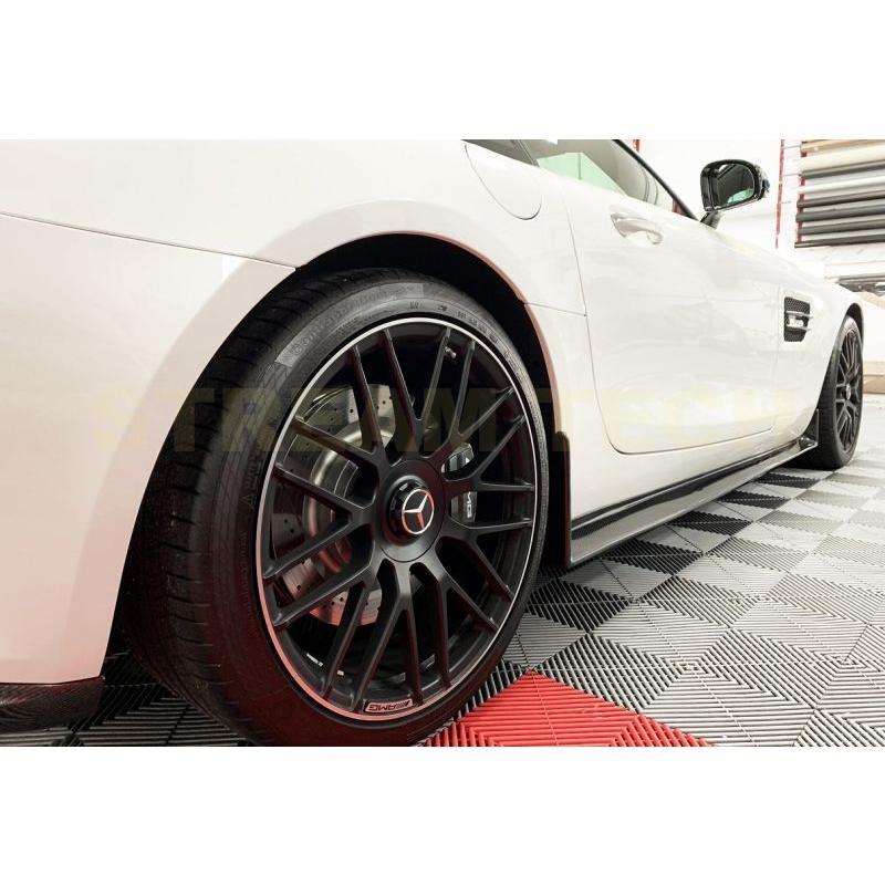 BENZ メルセデス ベンツ C190 AMG GT用 カーボン サイドスカート サイドスポイラー サイドステップ アンダースカート サイドシル 綾織カーボン GTS 人気商品 | 