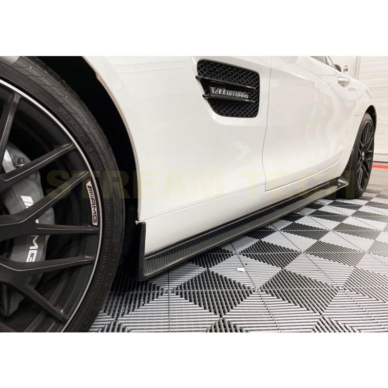 BENZ メルセデス ベンツ C190 AMG GT用 カーボン サイドスカート サイドスポイラー サイドステップ アンダースカート サイドシル 綾織カーボン GTS 人気商品 |  | 01