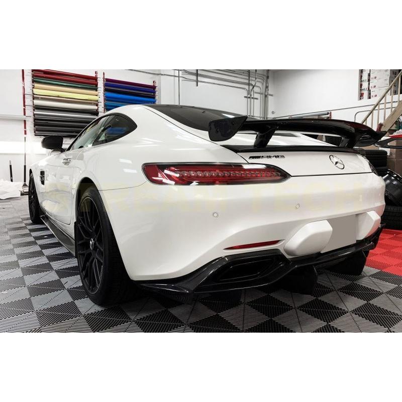 BENZ メルセデス ベンツ C190 AMG GT用 カーボン リアディフューザー 3ピース リアアンダースポイラー リアバンパーリップ アンダーリップ 綾織 GTS 人気商品 | 