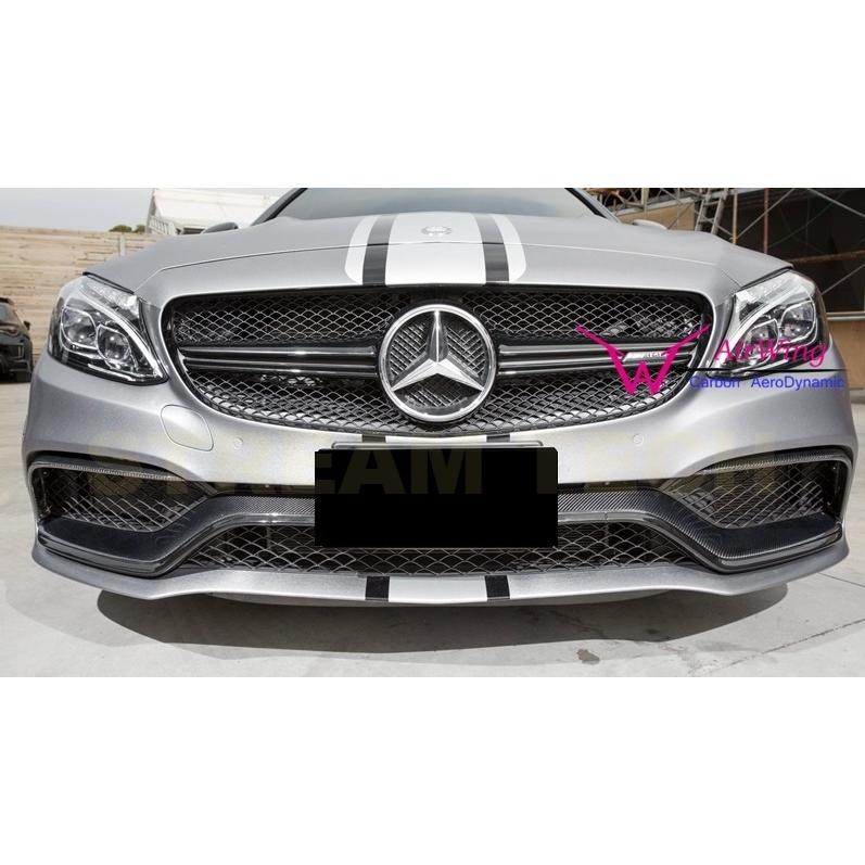ベンツ　Cクラス W205 フロント リップ カバー2015～2021カーボン柄 BENZ メルセデス ベンツ W205 S205 C63 AMG用 カーボン