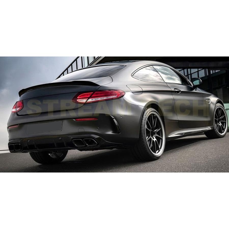 BENZ メルセデス ベンツ C205 A205 Cクラス AMGライン用 後期 C63 AMG ED1タイプ 艶有ブラック リアディフューザー テールパイプセット マフラーカッター 人気の画像