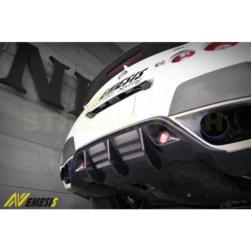 NISSAN 日産 R35 GT-R用 DTM カーボン リアディフューザー リフレクター付き リアアンダースポイラー リアリップ バンパーリップ 綾織カーボン 平織カーボン | 