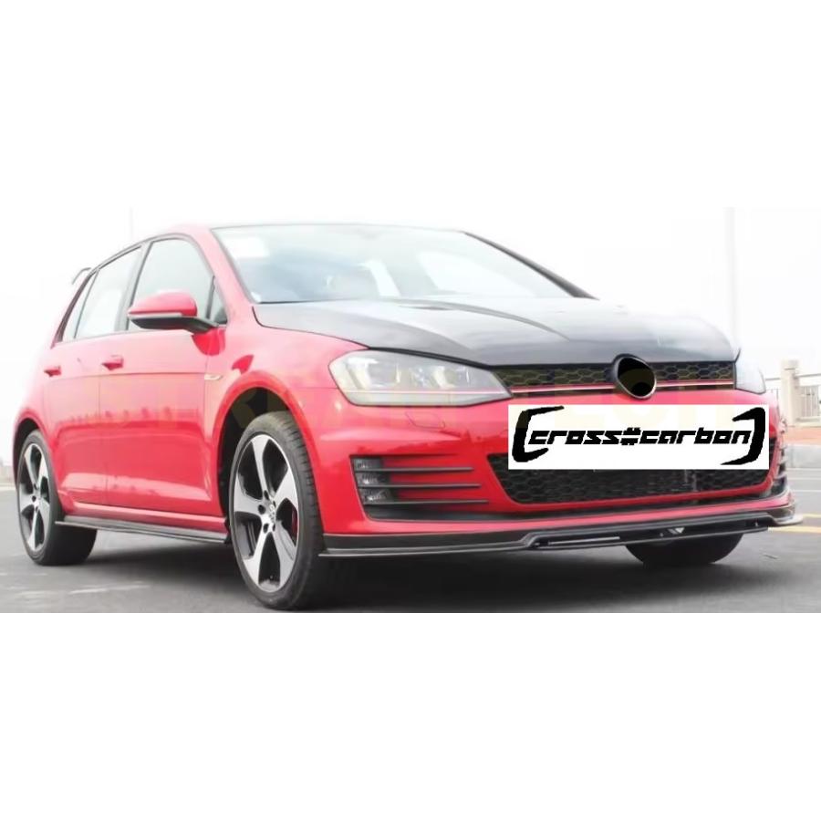 VW フォルクス ワーゲン ゴルフ7 GTI用 REVOタイプ カーボン サイドスカート サイドステップ サイドスポイラー アンダースカート 綾織カーボン MK7 Golf | 
