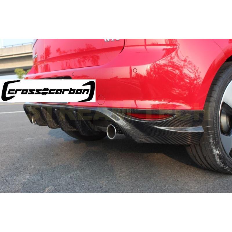 VW フォルクス ワーゲン ゴルフ7 GTI用 DTMタイプ カーボン リアディフューザー リアアンダースポイラー リアバンパーリップ リアアンダーリップ 綾織 MK7 Golf | 