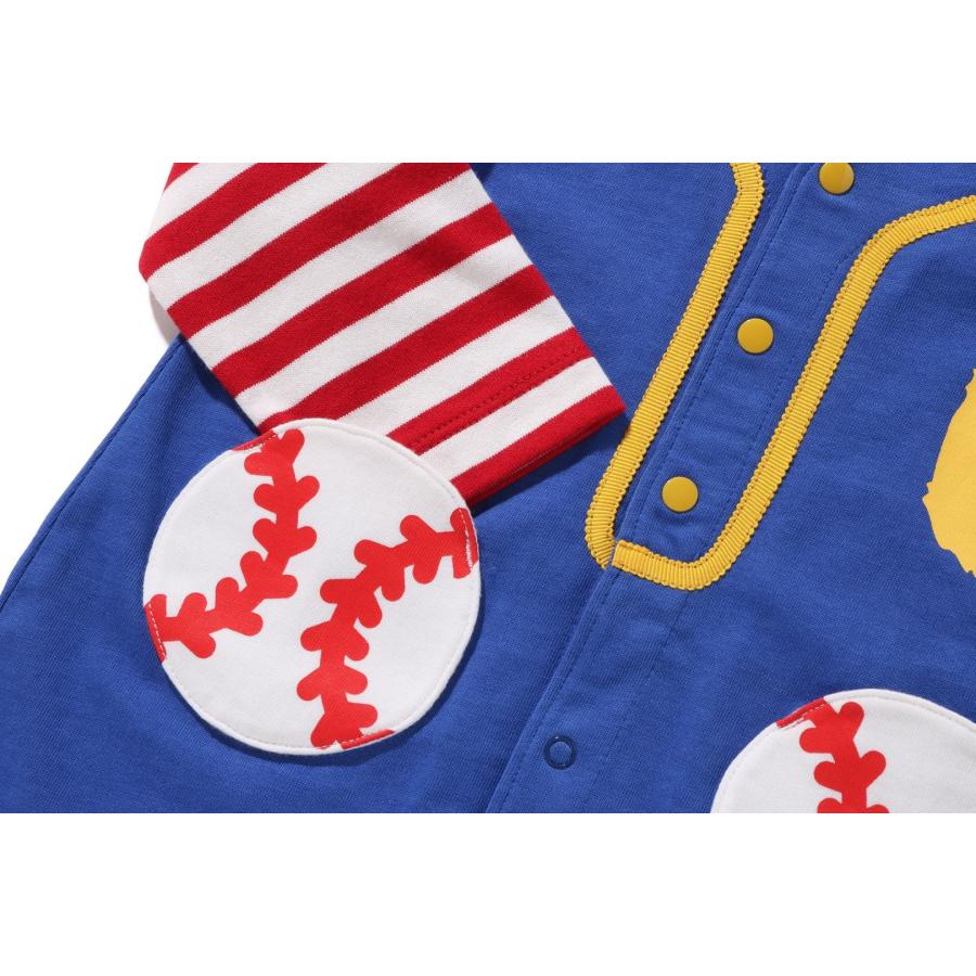 A BATHING APE BABIES HOOP BASEBALL SHIRT LAYERED ROMPERS BLUE ア ベイシング エイプ フ｜streethomme｜03