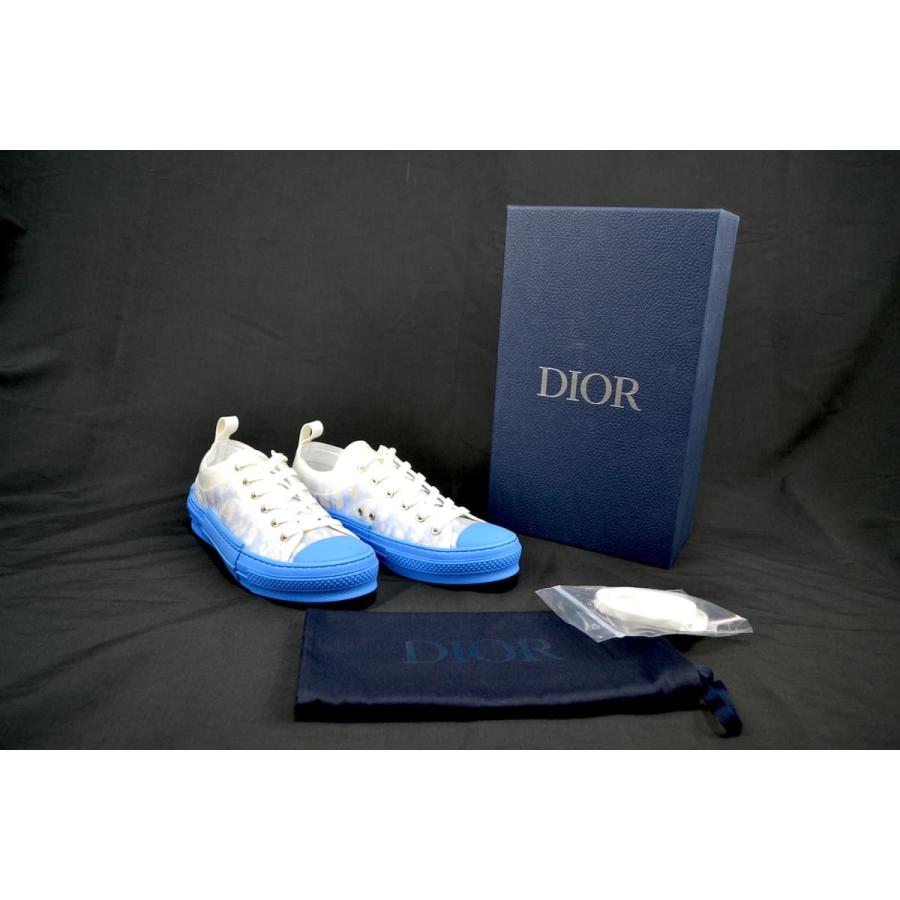 B23 定価約12万 DIOR Low Top Sneaker WHITE BLUE ディオール ロー