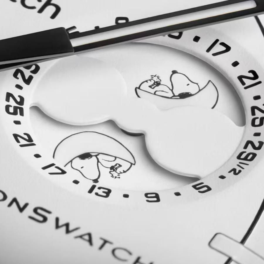 Snoopy OMEGA Swatch BIOCERAMIC MoonSwatch Mission To The Moonphase White スヌ Black Snoopy OMEGA Swatch BIOCERAMIC MoonSwatch Mission To The Moonphase White スヌ Black