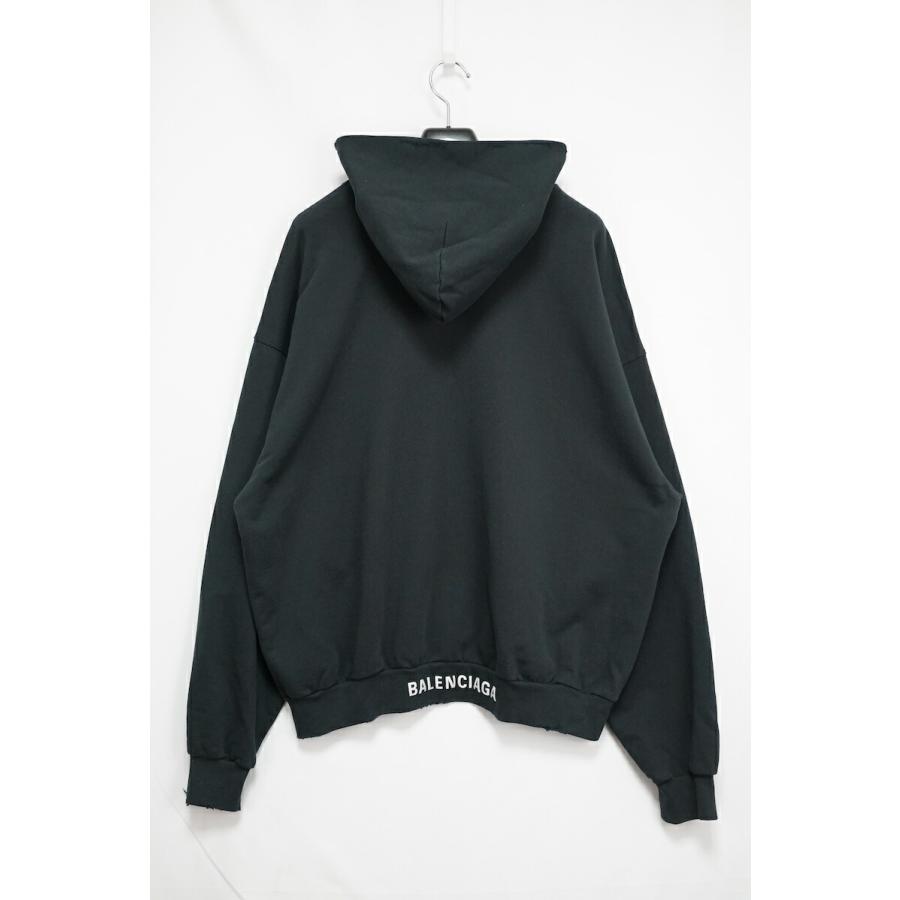 balenciaga バックロゴ　フーディー　ダメージ加工パーカー　バレンシアガ BALENCIAGA（バレンシアガ） ダメージ加工 バックロゴ刺繍 プル