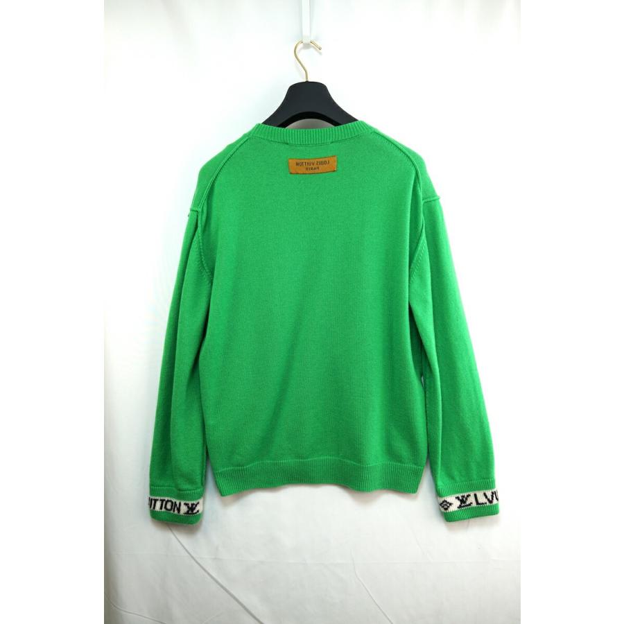 LOUIS VUITTON ルイヴィトン カシミヤ クルーネック ニット セーター Lサイズ グリーン 袖 ロゴ モノグラム RM231Q GK HO_1