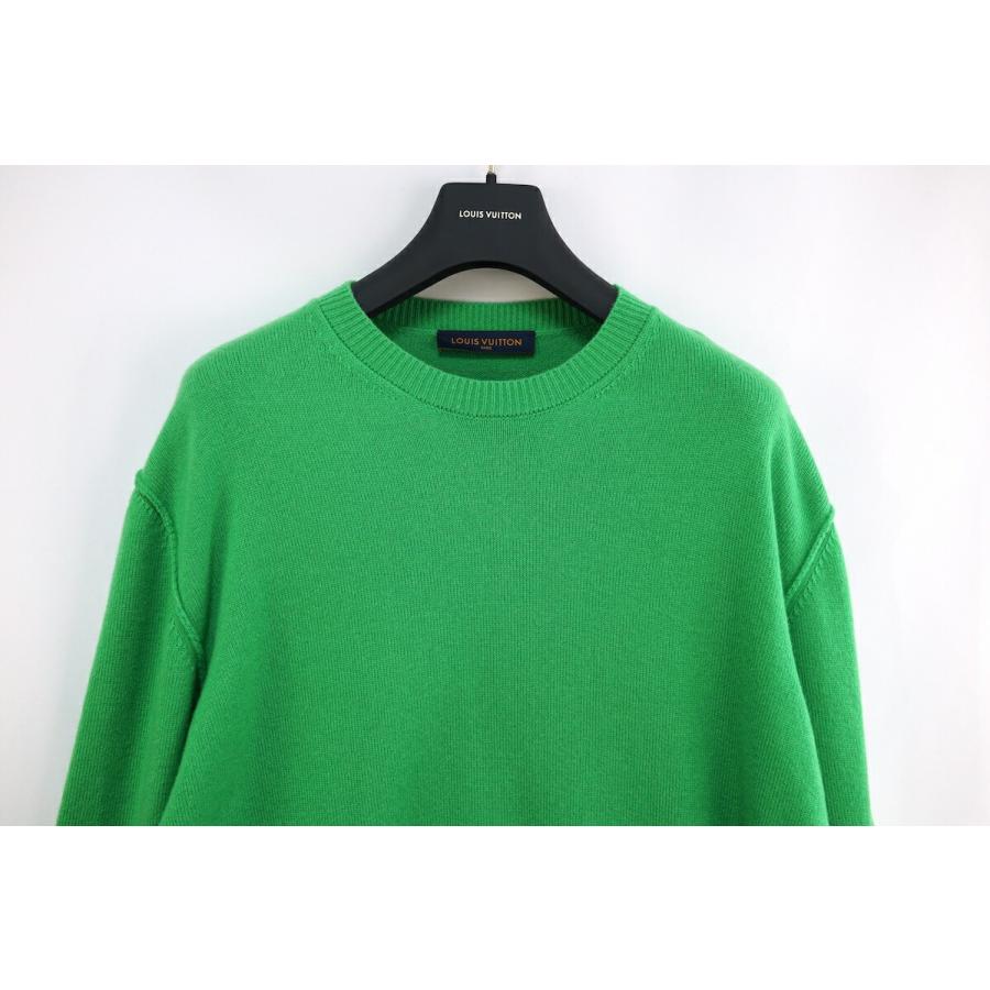 LOUIS VUITTON ルイヴィトン カシミヤ クルーネック ニット セーター Lサイズ グリーン 袖 ロゴ モノグラム RM231Q GK HO_2