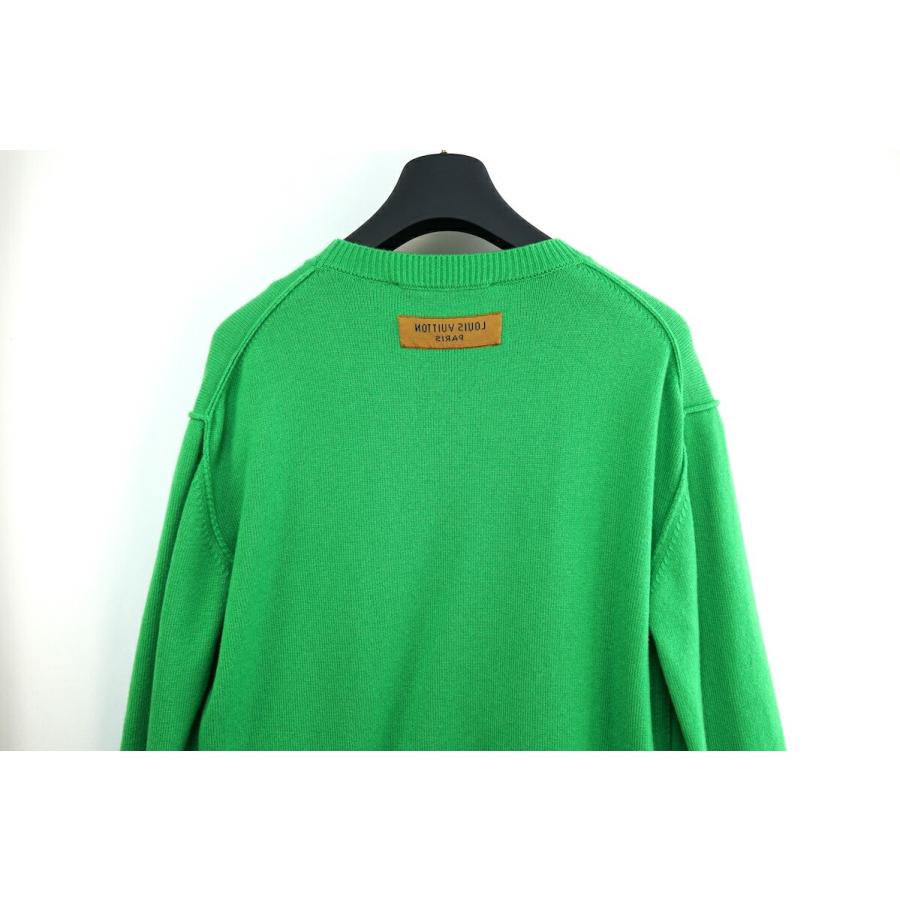 LOUIS VUITTON ルイヴィトン カシミヤ クルーネック ニット セーター Lサイズ グリーン 袖 ロゴ モノグラム RM231Q GK HO_4