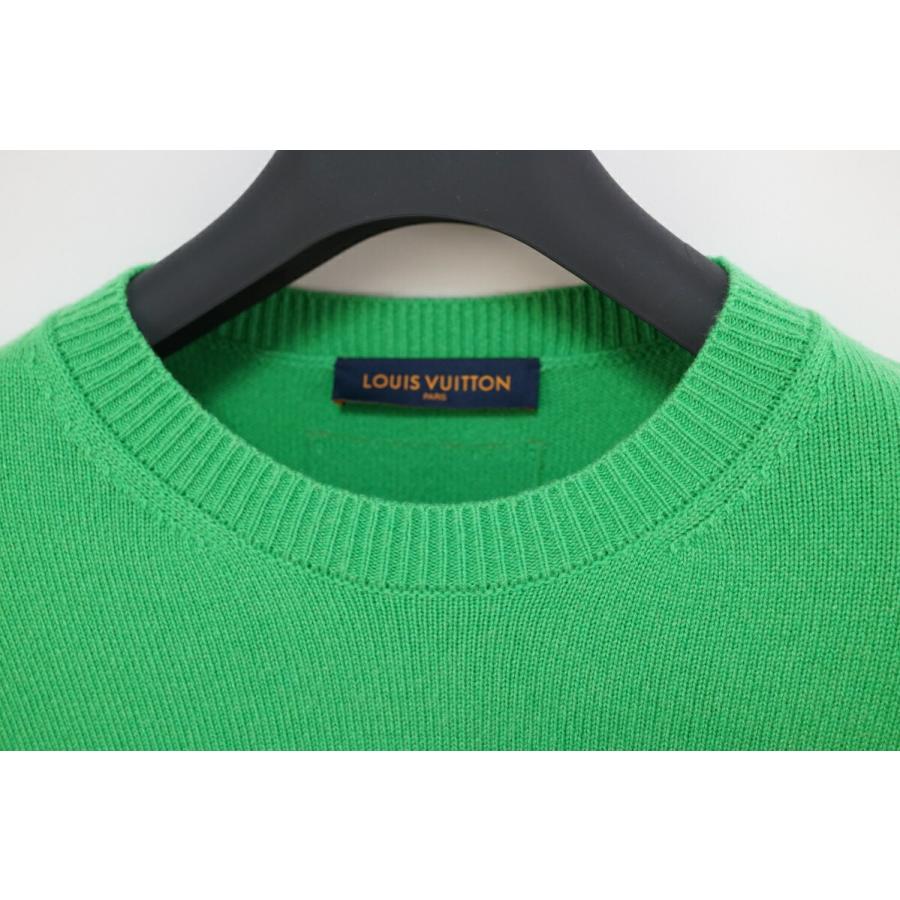 LOUIS VUITTON ルイヴィトン カシミヤ クルーネック ニット セーター Lサイズ グリーン 袖 ロゴ モノグラム RM231Q GK HO_8