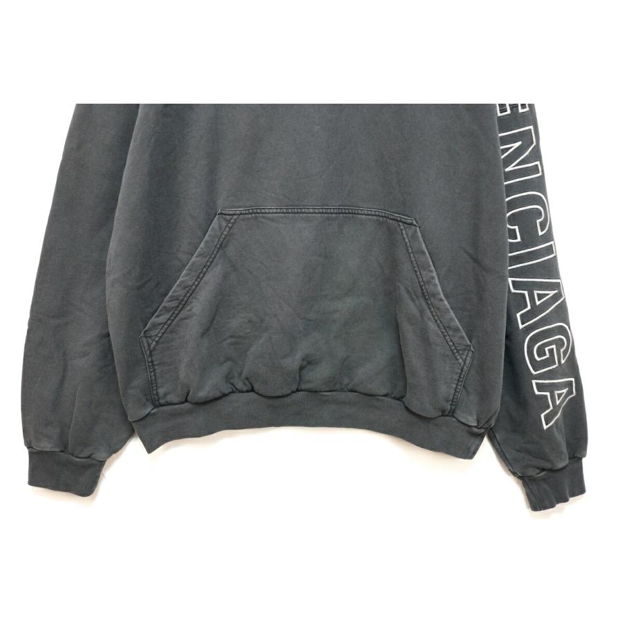 BALENCIAGA バレンシアガ Logo Outline Hoodie ロゴ アウトライン フーディ パーカー ウォッシュド加工 ブラック 3サイ_3