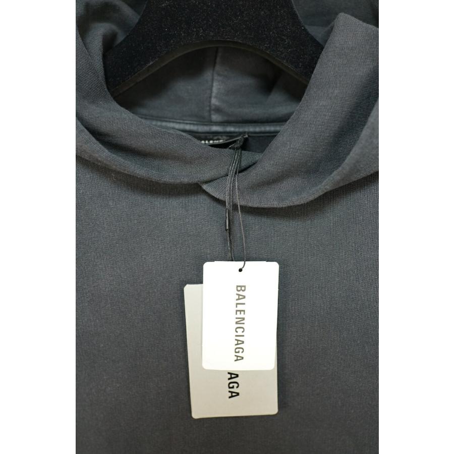 BALENCIAGA バレンシアガ Logo Outline Hoodie ロゴ アウトライン フーディ パーカー ウォッシュド加工 ブラック 3サイ_6