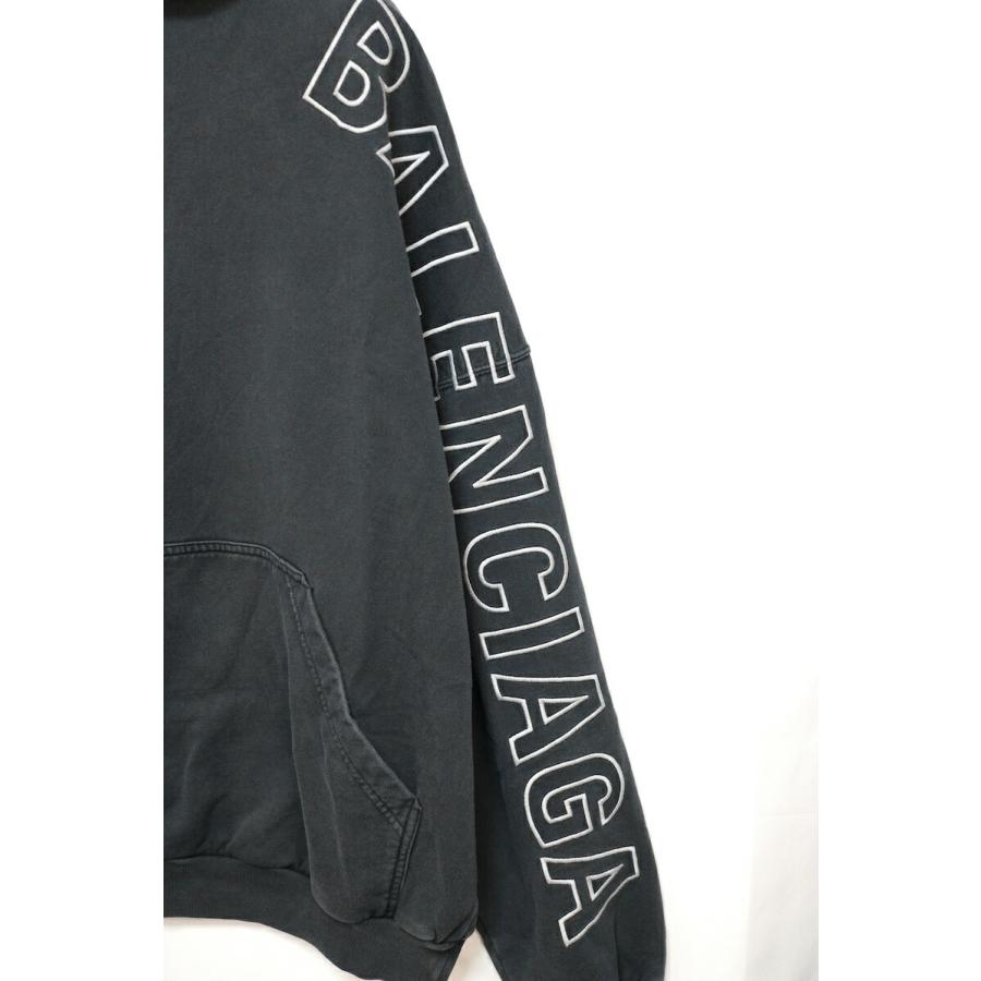 BALENCIAGA バレンシアガ Logo Outline Hoodie ロゴ アウトライン フーディ パーカー ウォッシュド加工 ブラック 3サイ_7