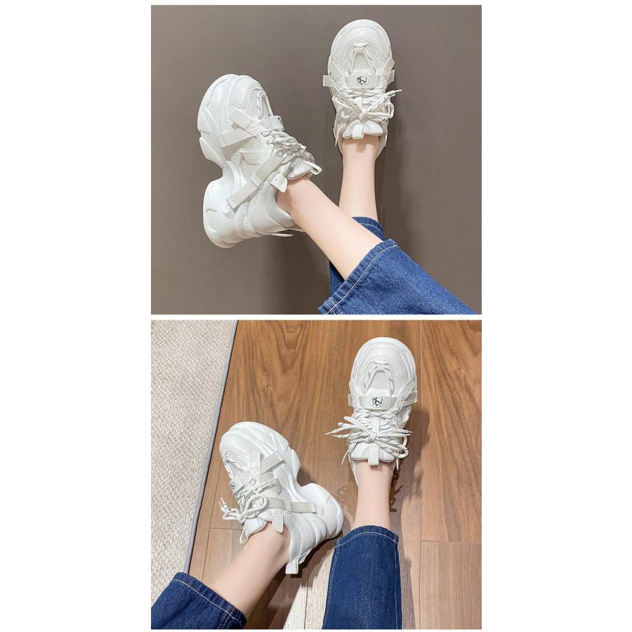 超厚底 レディース インヒールスニーカー シークレットシューズ 8cm