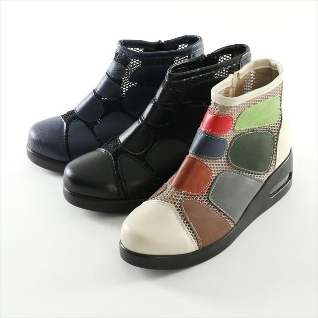 ショートブーツ レディース パッチワークデザイン 履きやすい靴 メッシュ サマーブーツ セール 黒 通気性抜群 春夏ブーツ アンクル丈 ブーツ 人気 S4861 S4861 Popolare Online Shop 通販 Yahoo ショッピング