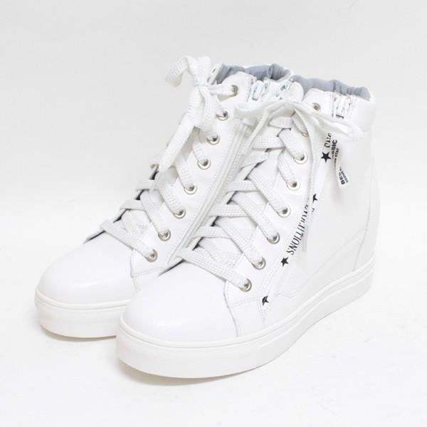 インヒールスニーカー レディース 人気 黒 白 ハイカットスニーカー 厚底 インヒール プリントデザイン サイドジップ付 ブラック ホワイト Sk343 Sk343 Popolare Online Shop 通販 Yahoo ショッピング