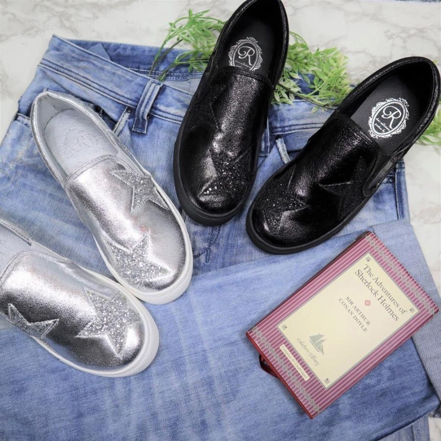 スリッポン レディーススリッポン 黒 キラキラ グリッター フラットシューズ スリッポンスニーカー 星柄 カジュアルシューズ ブラック シルバー Sk410 Sk410 Popolare Online Shop 通販 Yahoo ショッピング