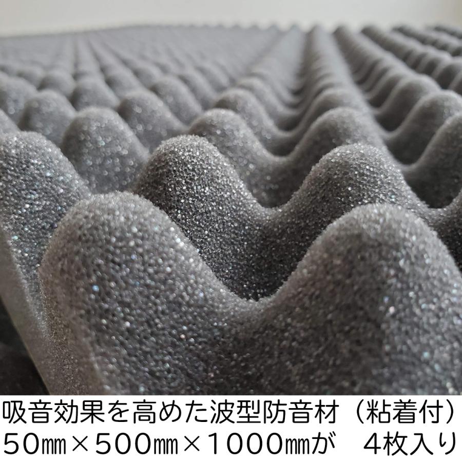 波形プロファイル防音材50mm厚（全面粘着付き 2平米分） ｜発電機の