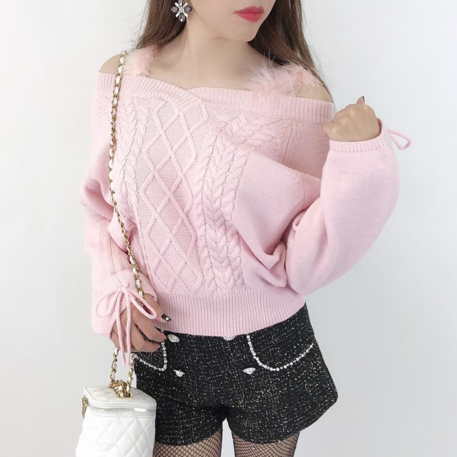 GRL ファーオフショルダーニットトップス | tspea.org