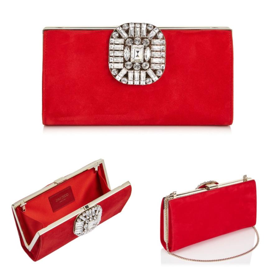 Web限定 Jimmy Choo ジミーチュウ レディース クラッチバッグ スエード レッド 最安値 Www Alquimiafestas Com Br