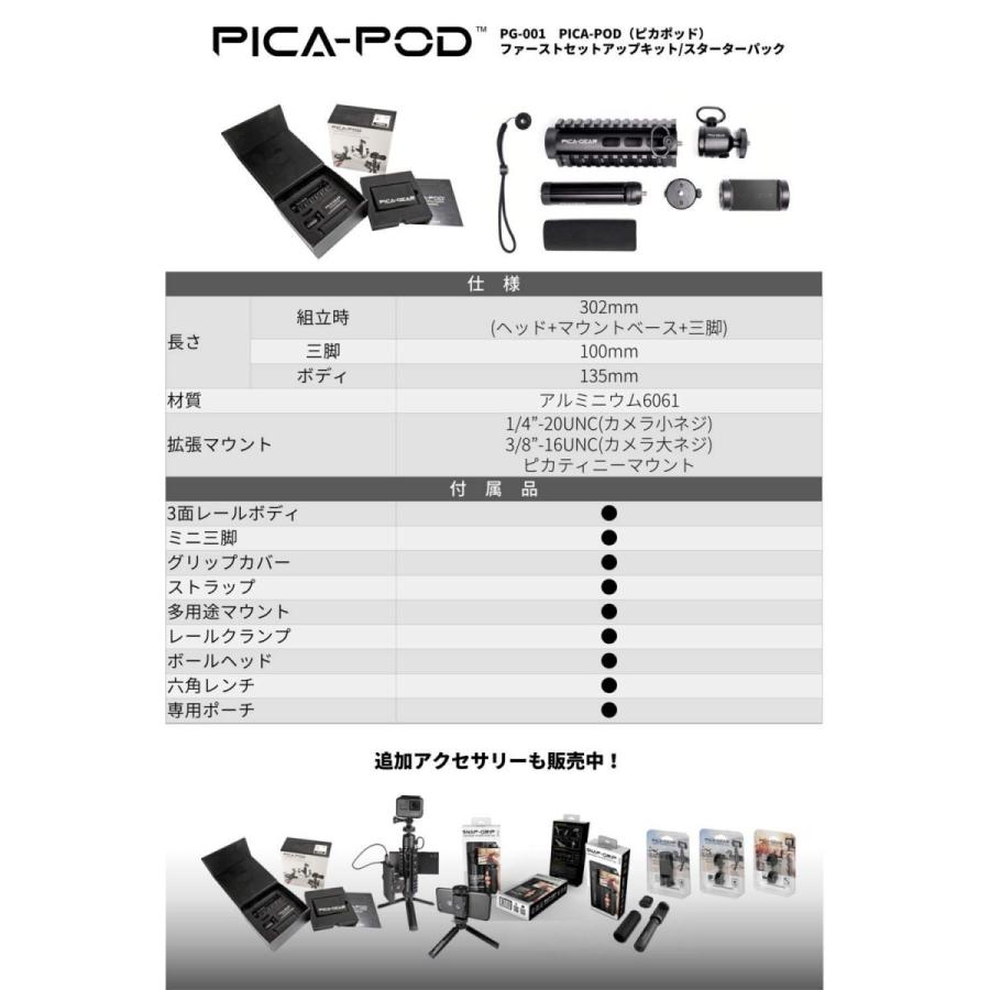 ピカギア(Pica-Gear) PICA-POD マウントベース ミニ三脚 ミルスペック対応 アルミ6061製 PG-001 スターターパック 三脚｜stroke-shop｜06