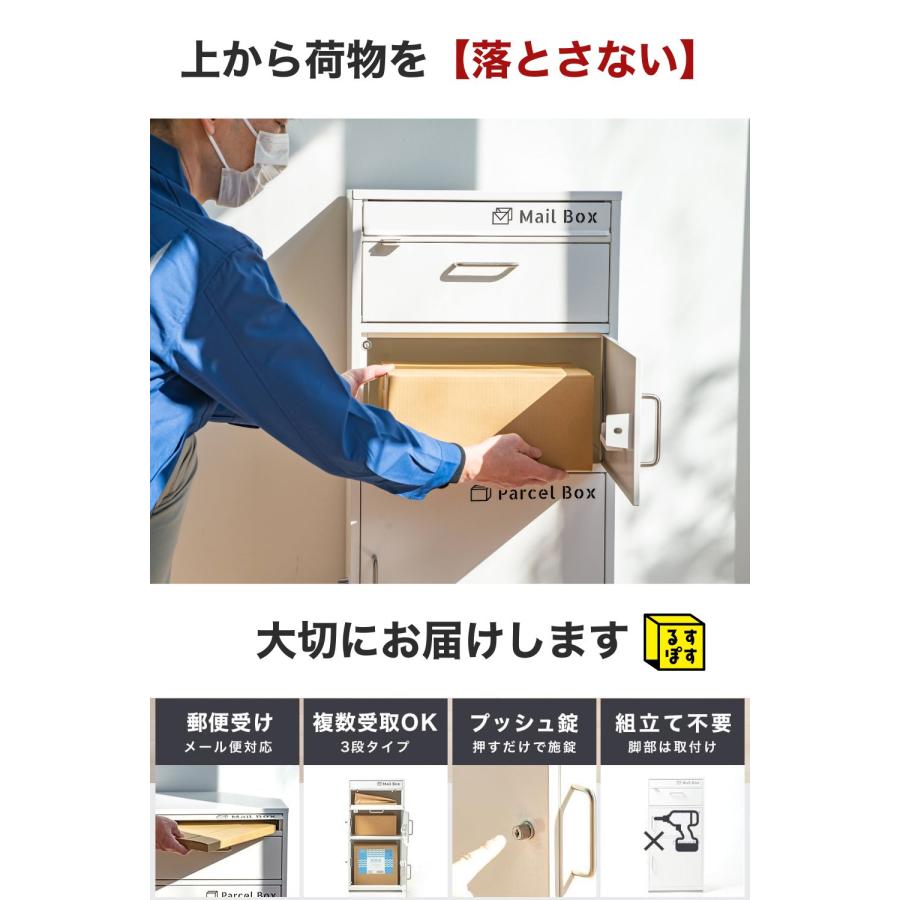 SALE! るすぽす 宅配ボックス 戸建 大型 2段 ポスト一体型 メール便OK