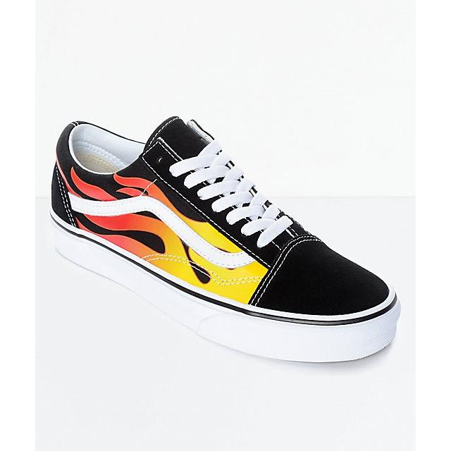 old skool vans with flames