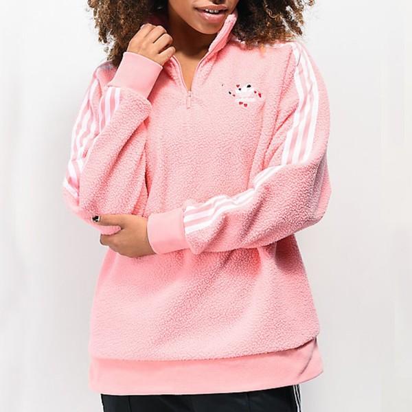 柔らかい Adidas アディダス Adidas レディース フリース ピンク Sherpa Fleece Pink Quarter Zip Jacket 60 Off Www Ajkerprosongo Com