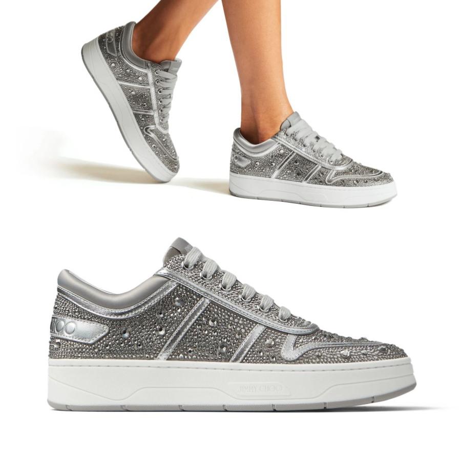 信頼 Jimmy Choo ジミーチュウ Hawaii F レディース スニーカー シルバー クリスタル 驚きの値段 Newmatic Ae