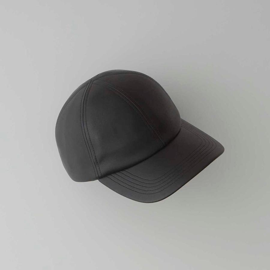 CURLY&Co."SYNTHETIC LEATHER 6P CAP" 234-54112 color:D.BLACK｜sts｜04