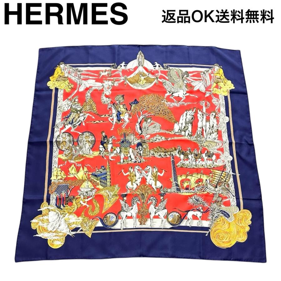 HERMES（エルメス） 【返品OK】美品 カレ90 スカーフ Au FIL de la