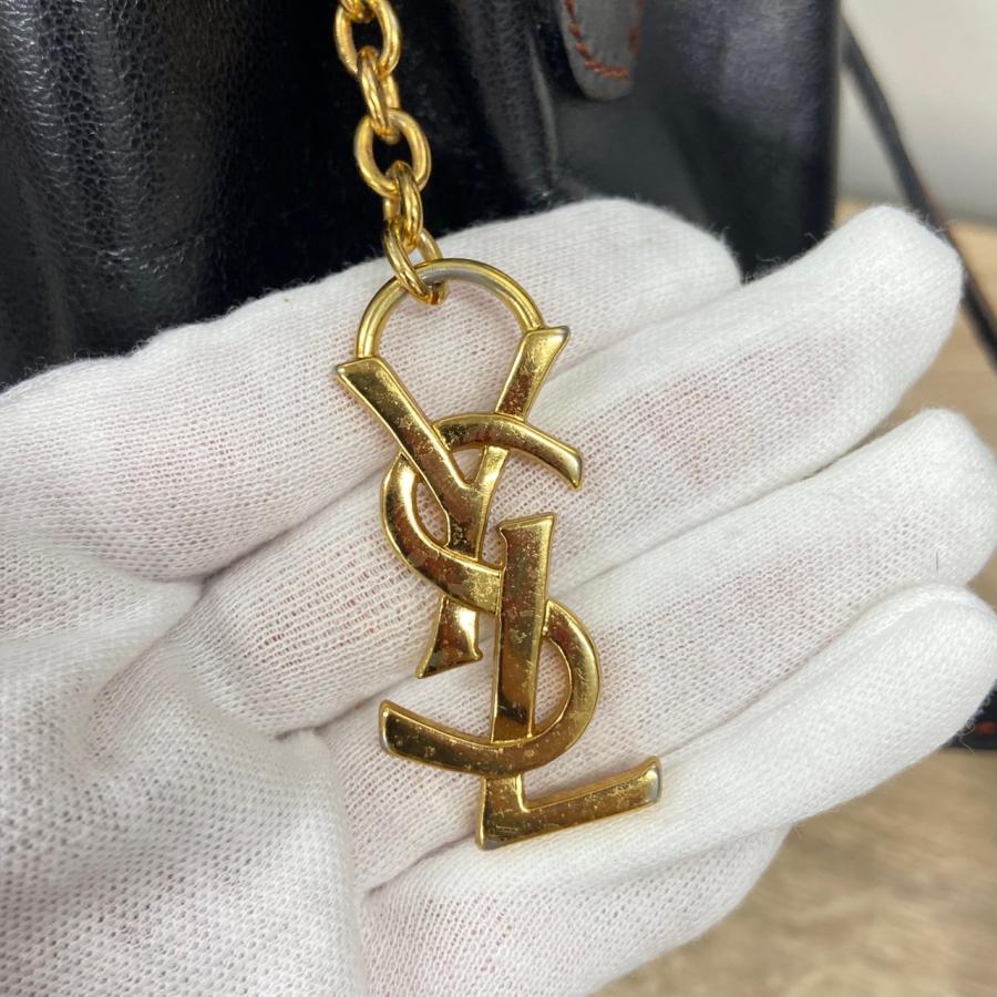 イヴサンローラン　ハンドバッグ肩掛け　ガラスレザー　YSLチャーム　ビンテージ Yves Saint Laurent（イヴ・サンローラン） 【返品OK】Yves Saint