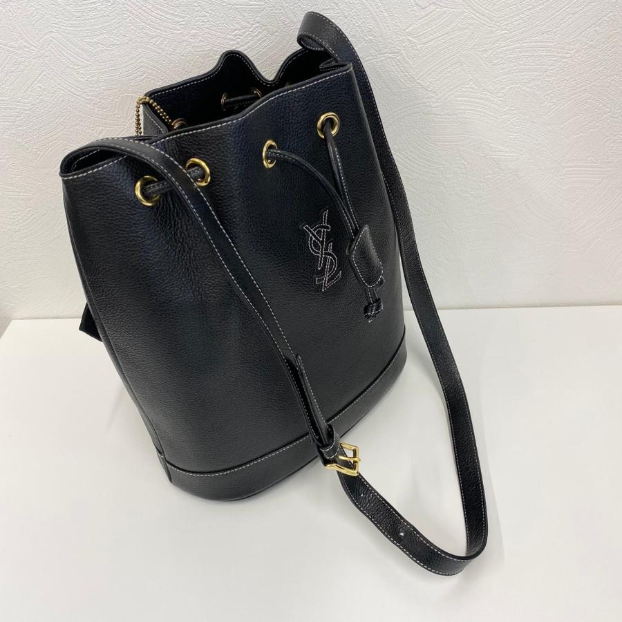 サンローラン YSL レザー ワンショルダーバッグ ブラック ポーチ付き Yves Saint Laurent（イヴ・サンローラン） 【返品OK】極美品 希少 YSL