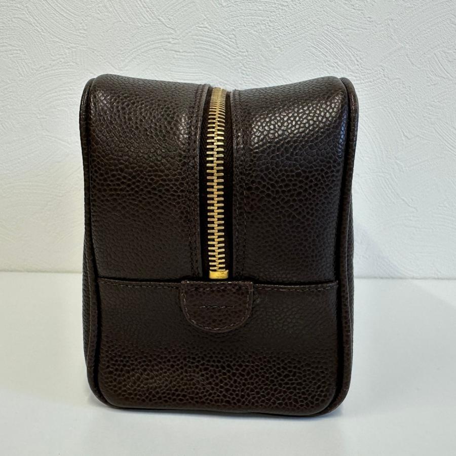 【美品】シャネル キャビアスキン ポーチ ココマーク ゴールド金具　黒 CHANEL（シャネル） 【返品OK】CHANEL ココマーク キャビアスキン