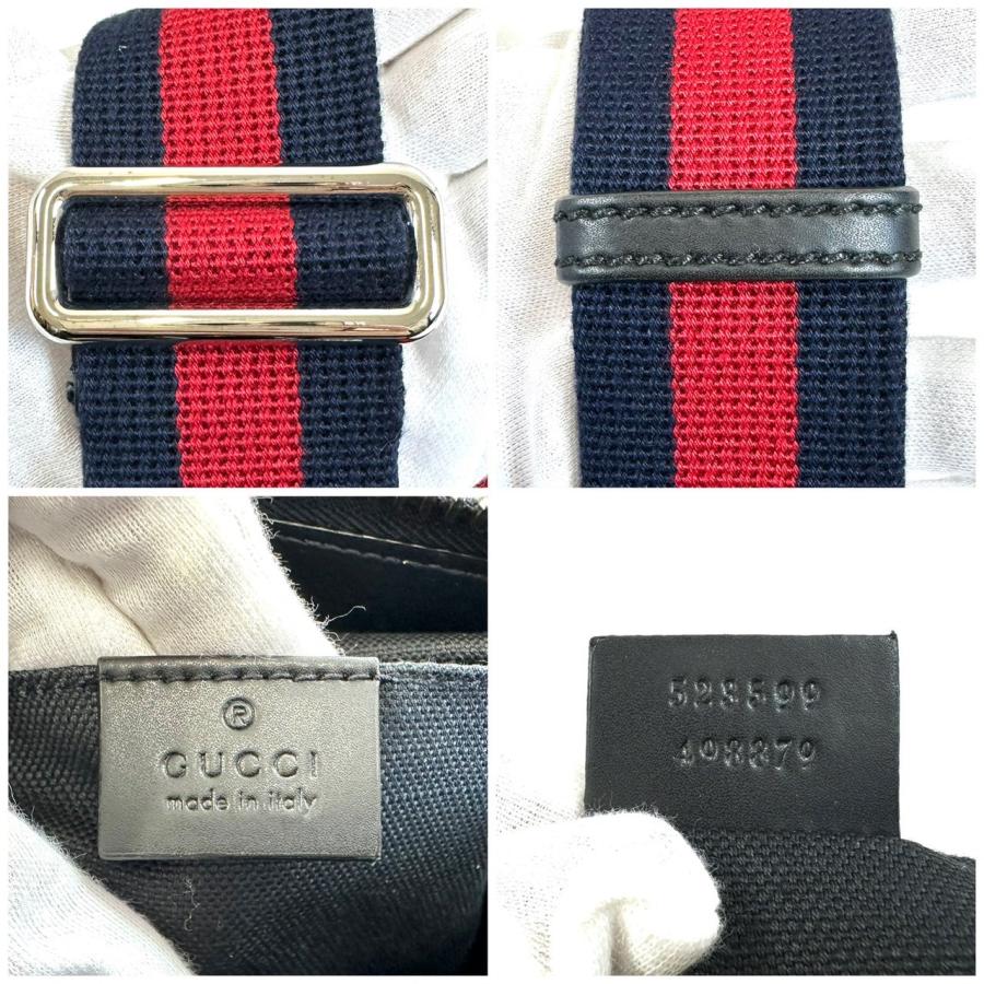 GUCCI GGスプリーム ショルダーバッグ 黒 赤青ストラップ GUCCI（グッチ） 【返品OK】美品 GGスプリーム ショルダーバッグ