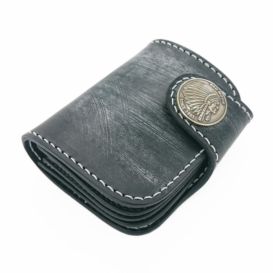 ヒロッチ　RED MOONブラックエンボス加工 二つ折り財布　未使用品 レッドムーン エンボス加工 ブラックレザー 二つ折り財布 - メルカリ