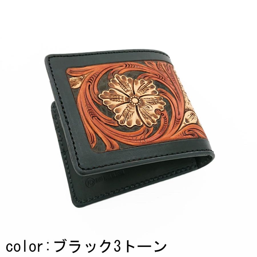 KC,s ケイシイズ ビルフォールド サンタフェ クラフトデラックス 二つ折り 財布 レザー カービング 手染め コンパクト KPB009 | KC,s | 11