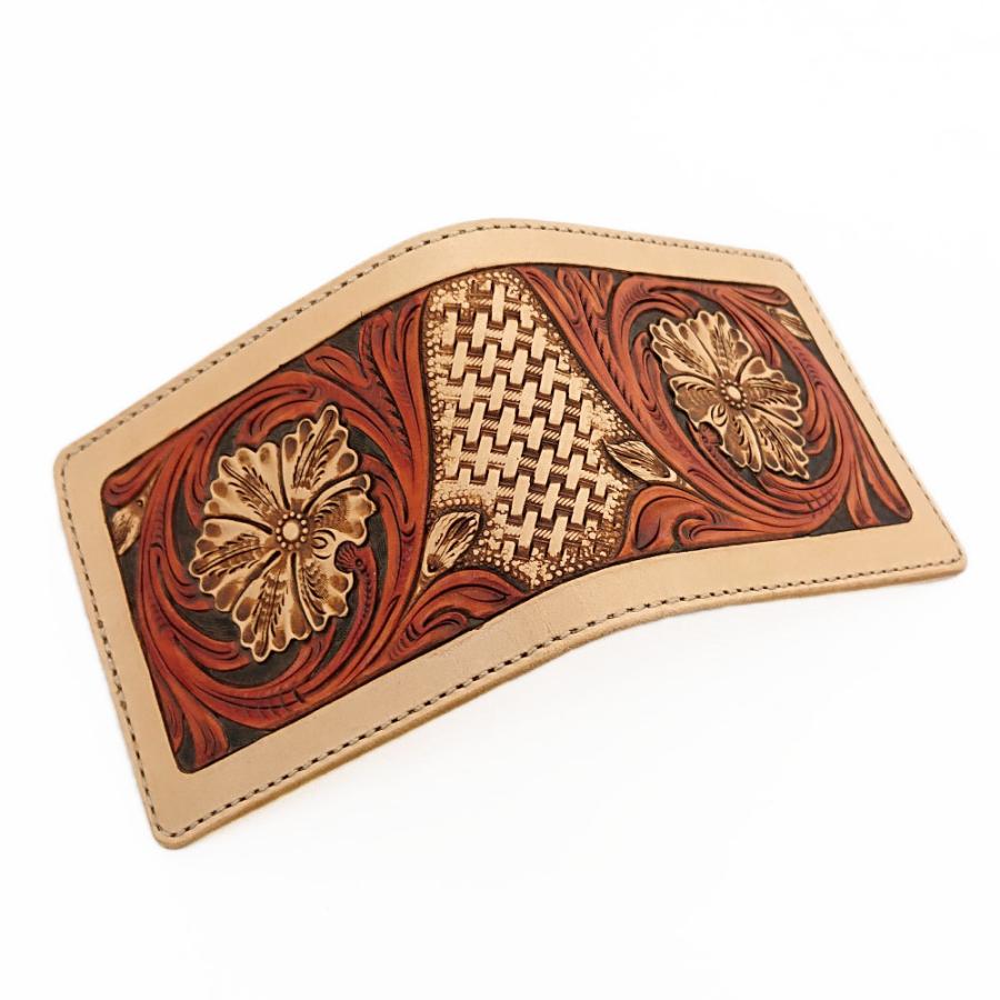 KC,s ケイシイズ ビルフォールド サンタフェ クラフトデラックス 二つ折り 財布 レザー カービング 手染め コンパクト KPB009 | KC,s | 03