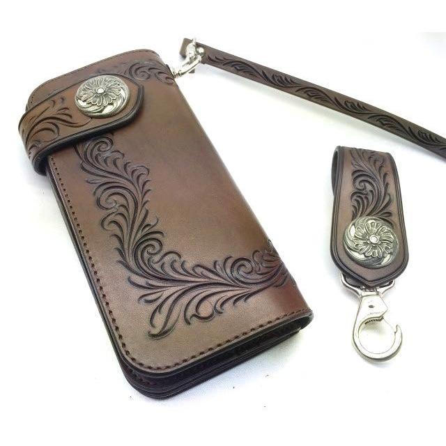 ケイシイズ　KC,s　シャークスキン　本革長財布　アリゾナフローラル　ライダース KC,s 送料無料 アリゾナ・フローラル クラフトバスケット 長財布