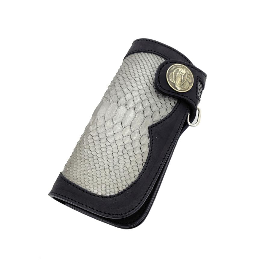 PAILOT RIVER パイロットリバー 財布 ロングウォレット ヘビ革 コブラコンチョ パイソン 牛革 ライダース 限定品 長財布 PR-CW02SN-KCの画像