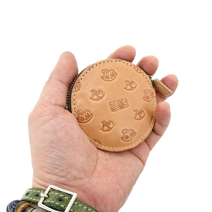 REDMOON レッドムーン コインケース モノグラム ロゴ エンボス ラウンド スリム 丸形 小銭入れ レザー 本革 サドルレザー RM-CCR2MG